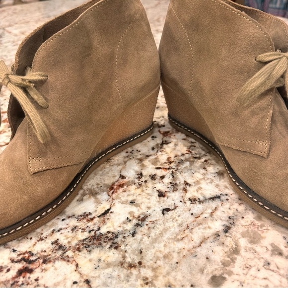 J Crew MacAlister wedge boot flax EUC leather upper bootie wedge shoe size 9 - Picture 5 of 11